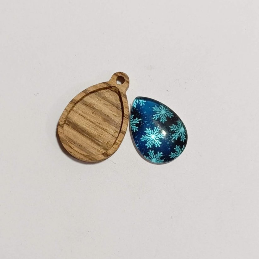 Lůžko na kabošon kapka - zebrano - Velikost: 13x18 mm